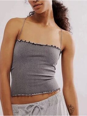 Free People Intimately Better This Way Grey Cami Strappy Stretchy Tank Top NWOT